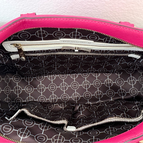 Henri Bendel Large West 57th Satchel Fuchsia Pink Saffiano Leather Crossbody Bag - Picture 13 of 16